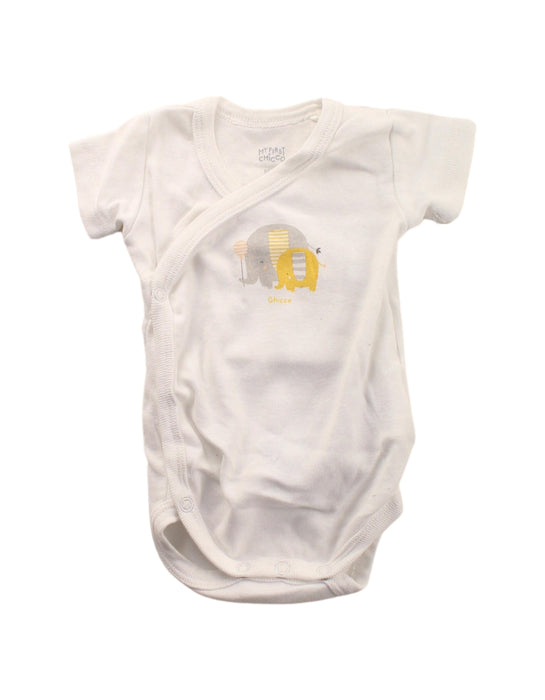 A White Short Sleeve Bodysuits from Chicco in size 0-3M for boy. (Front View)