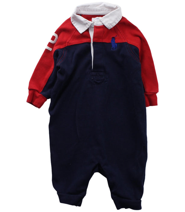 A Blue Long Sleeve Jumpsuits from Ralph Lauren in size 0-3M for boy. (Front View)