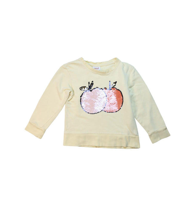 A Beige Crewneck Sweatshirts from Seed in size 6T for girl. (Front View)