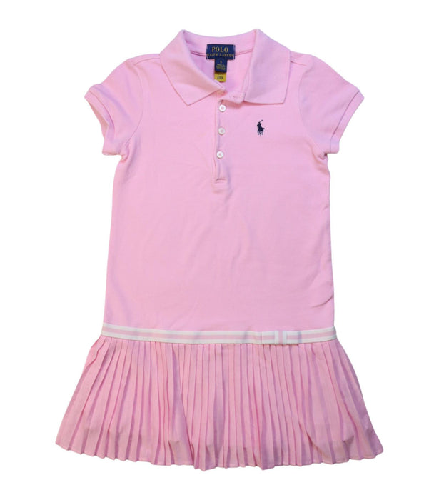 A Pink Short Sleeve Dresses from Polo Ralph Lauren in size 5T for girl. (Front View)