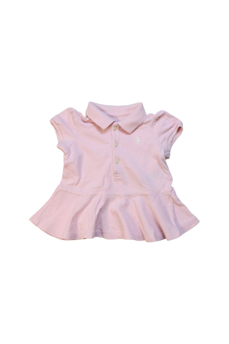 A Pink Short Sleeve Polos from Ralph Lauren in size 3-6M for girl. (Front View)