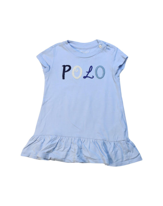 A Blue Short Sleeve Dresses from Polo Ralph Lauren in size 3-6M for girl. (Front View)