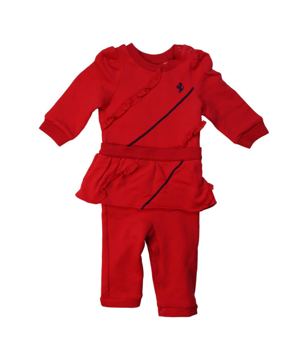 A Red Long Sleeve Jumpsuits from Ferrari in size 6-12M for girl. (Front View)