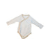 A Beige Long Sleeve Bodysuits from Natures Purest in size 3-6M for neutral. (Front View)