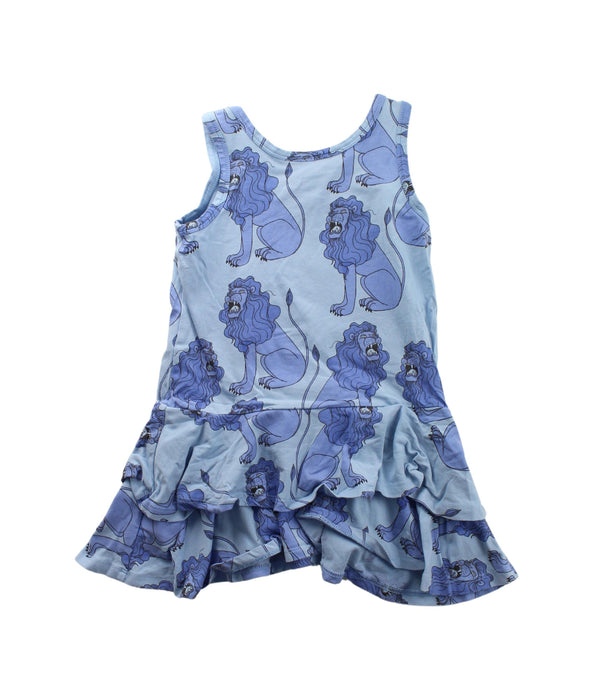 A Blue Sleeveless Dresses from Mini Rodini in size 3T for girl. (Back View)