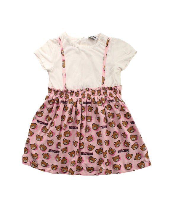 A White Short Sleeve Dresses from Moschino in size 2T for girl. (Front View)