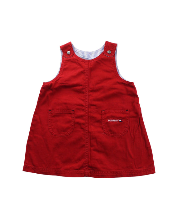 A Red Overall Dresses from Tommy Hilfiger in size 3T for girl. (Front View)