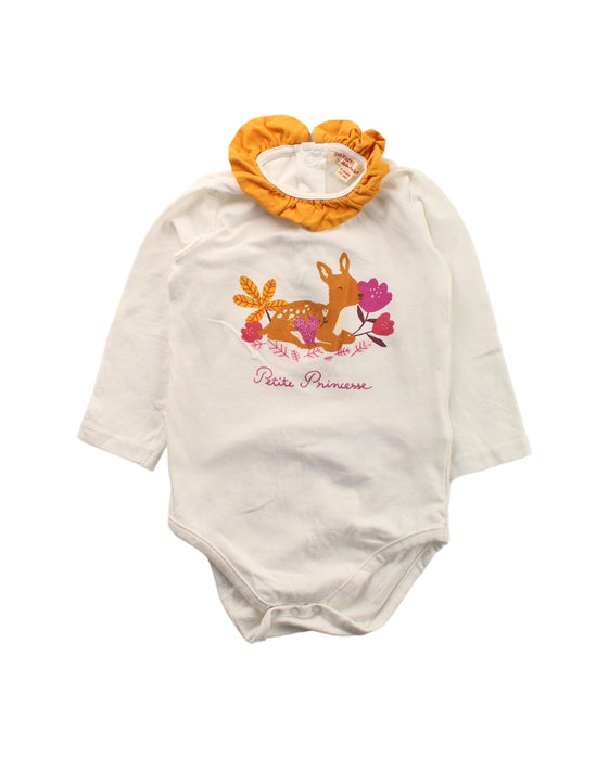 A White Long Sleeve Bodysuits from DPAM in size 6-12M for girl. (Front View)