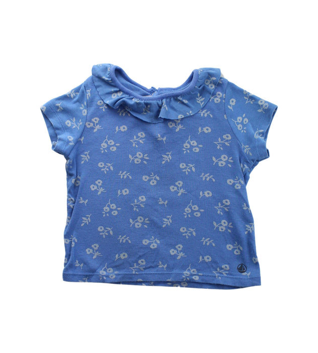 A Blue Short Sleeve T Shirts from Petit Bateau in size 3T for girl. (Front View)