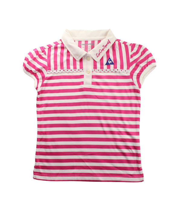 A Pink Short Sleeve Polos from Le Coq Sportif in size 7Y for girl. (Front View)