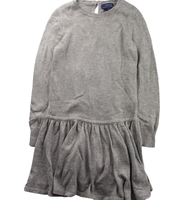 A Grey Sweater Dresses from Polo Ralph Lauren in size 6T for girl. (Front View)