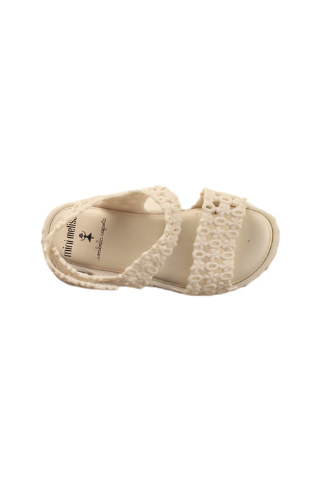 A White Sandals from Mini Melissa in size 4T for girl. (Front View)