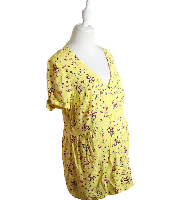 A Yellow Short Sleeve Dresses from Seraphine in size L for maternity. (Front View)