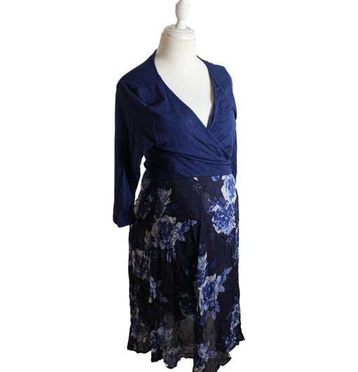 A Blue Long Sleeve Dresses from Seraphine in size M for maternity. (Front View)