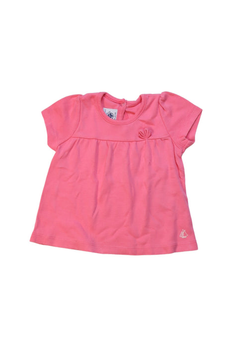 A Pink Short Sleeve Tops from Petit Bateau in size 3-6M for girl. (Front View)