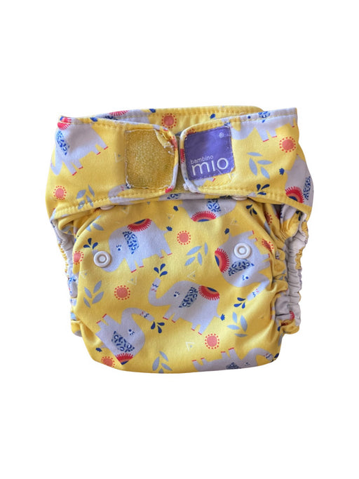 A Yellow Cloth Diapers from Bambino Mio in size 6-12M for neutral. (Front View)