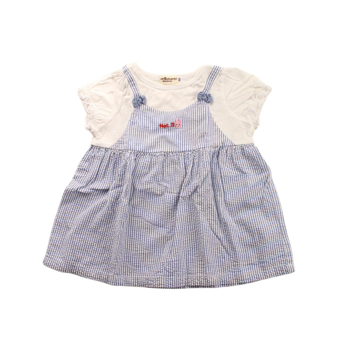 A Blue Short Sleeve Dresses from Miki House in size 2T for girl. (Front View)