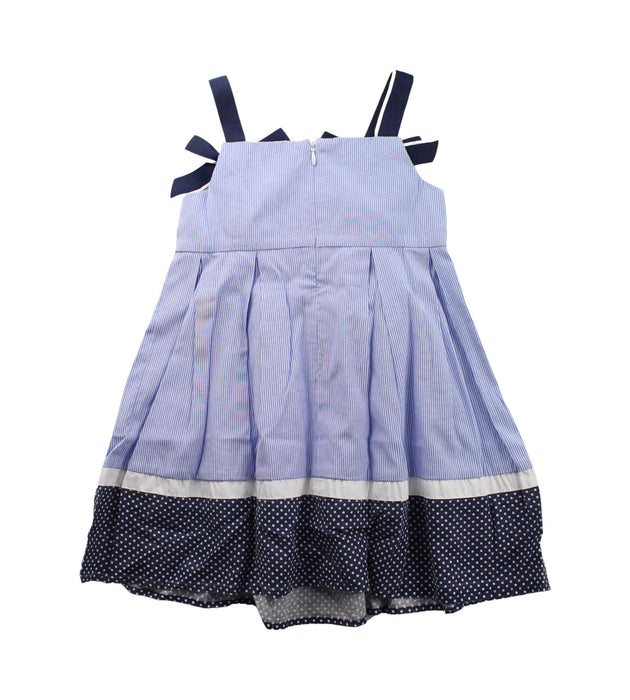 A Blue Sleeveless Dresses from Chickeeduck in size 2T for girl. (Back View)