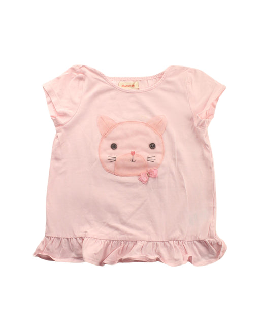 A Pink Short Sleeve Dresses from Momonittu in size 4T for girl. (Front View)