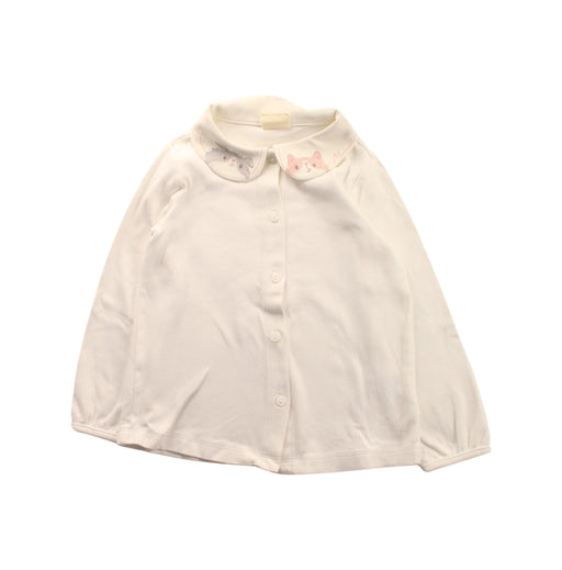 A White Long Sleeve Shirts from Momonittu in size 4T for girl. (Front View)