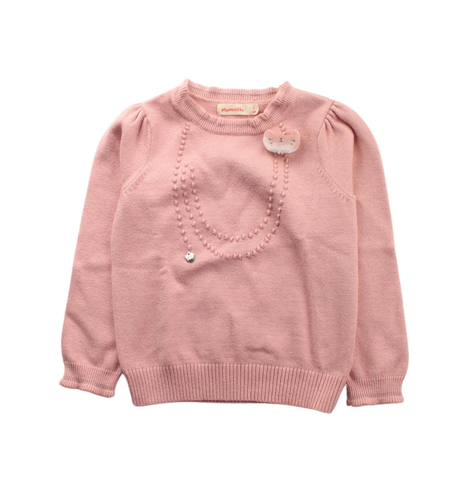 A Pink Knit Sweaters from Momonittu in size 4T for girl. (Front View)