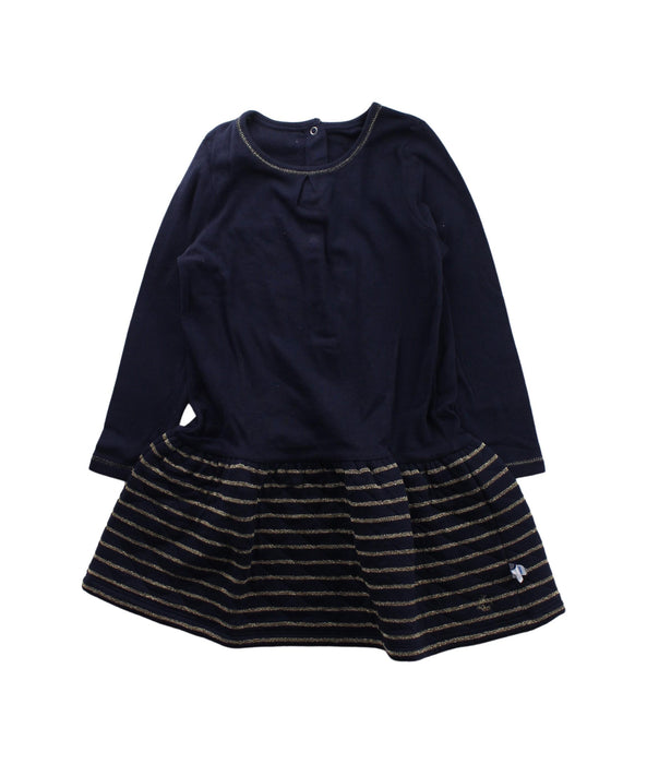 A Blue Long Sleeve Dresses from Petit Bateau in size 2T for girl. (Front View)