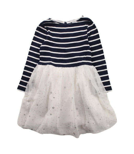 A Blue Long Sleeve Dresses from Petit Bateau in size 4T for girl. (Front View)