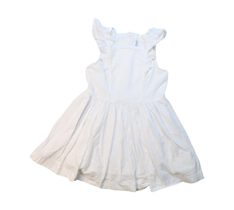 A White Sleeveless Dresses from Petit Bateau in size 5T for girl. (Front View)