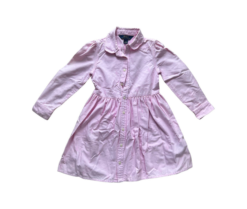 A Pink Long Sleeve Dresses from Polo Ralph Lauren in size 5T for girl. (Front View)