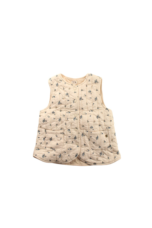 A Beige Outerwear Vests from Organic Mom in size 3T for girl. (Front View)