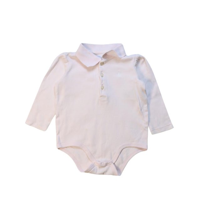 A Pink Long Sleeve Bodysuits from Ralph Lauren in size 6-12M for girl. (Front View)