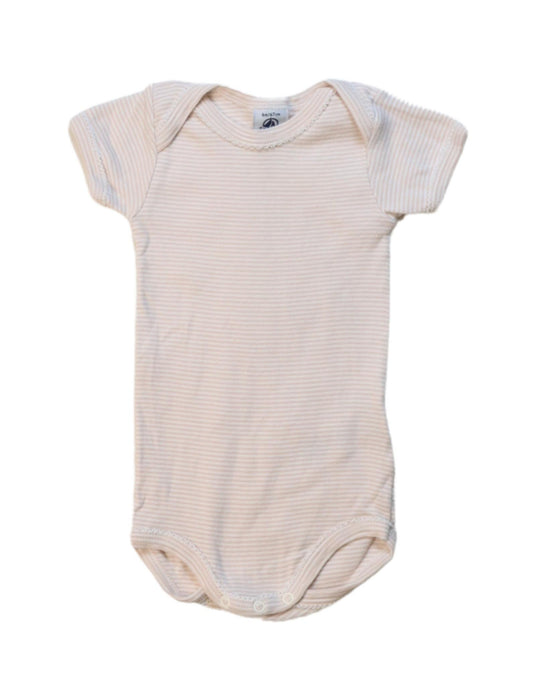 A Beige Short Sleeve Bodysuits from Petit Bateau in size 3-6M for girl. (Front View)