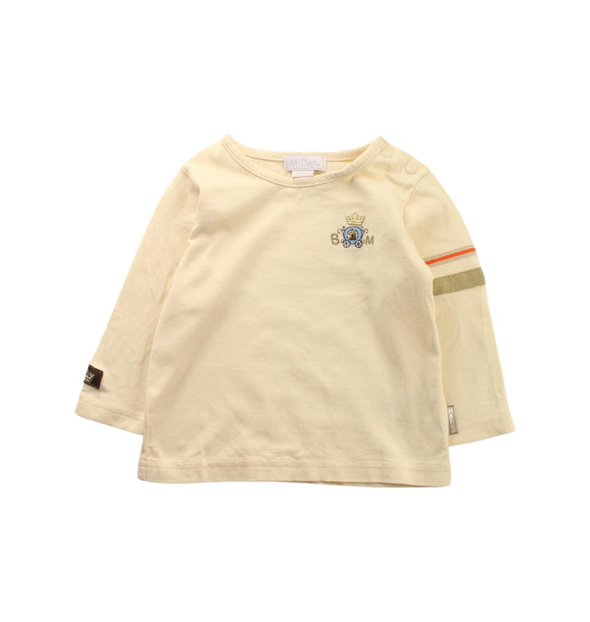 A Ivory Long Sleeve T Shirts from Mides in size 12-18M for boy. (Front View)