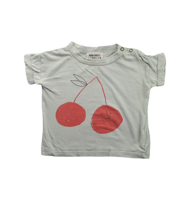 A Green Short Sleeve T Shirts from Bobo Choses in size 6-12M for girl. (Front View)