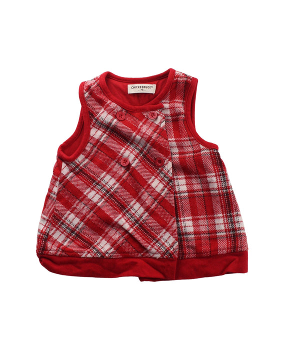 A Red Vests from Chickeeduck in size 6-12M for girl. (Front View)