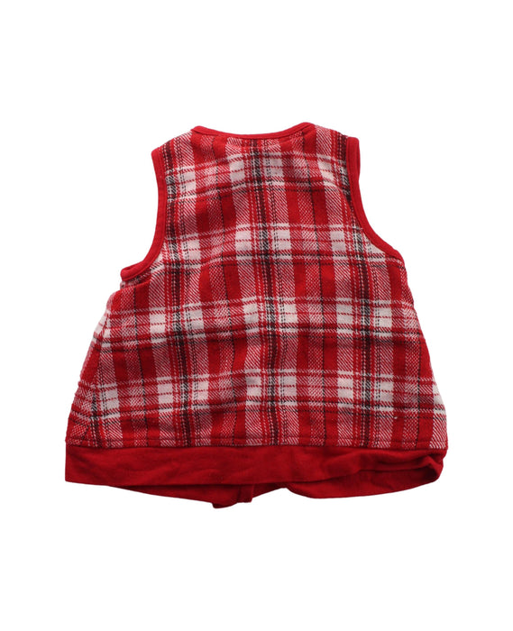 A Red Vests from Chickeeduck in size 6-12M for girl. (Back View)