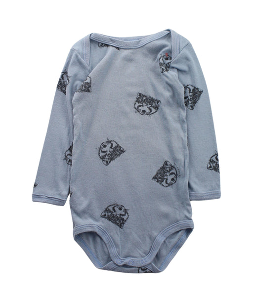 A Blue Long Sleeve Bodysuits from Petit Bateau in size 12-18M for boy. (Front View)