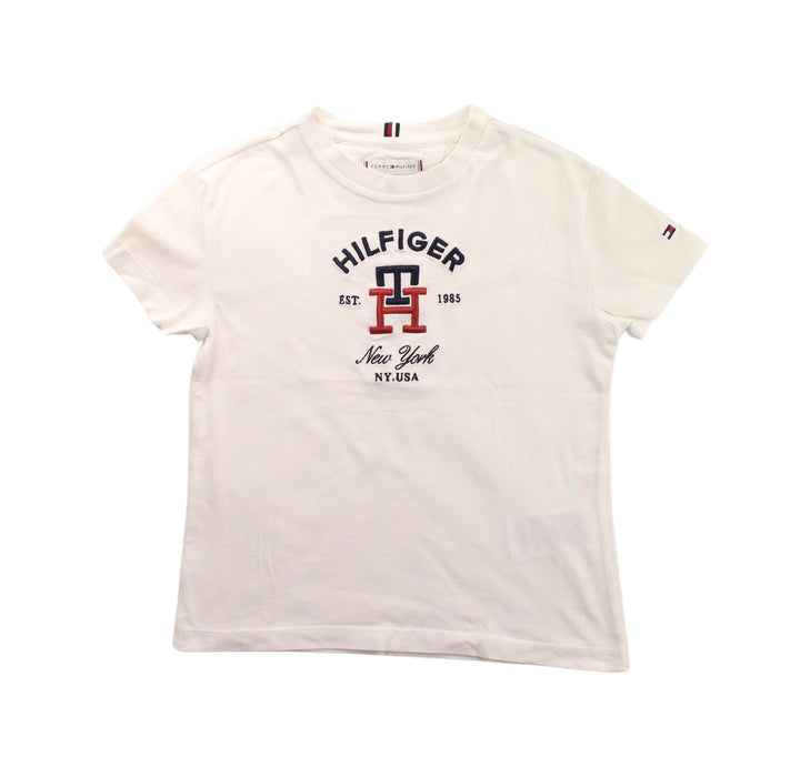 A White Short Sleeve T Shirts from Tommy Hilfiger in size 5T for boy. (Front View)