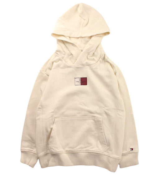 A White Hooded Sweatshirts from Tommy Hilfiger in size 5T for boy. (Front View)