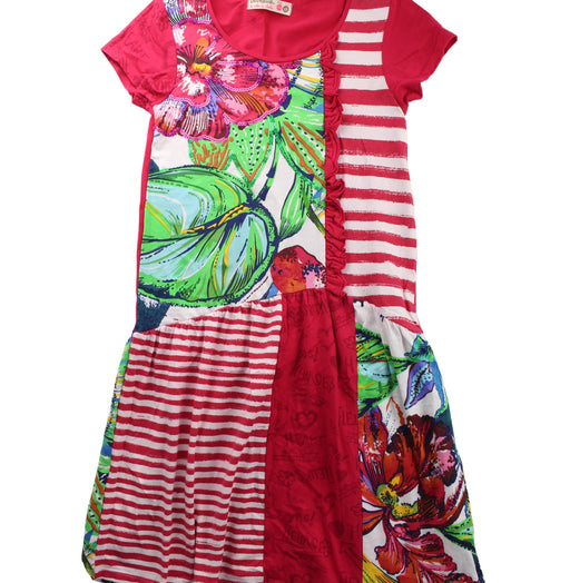 A Red Short Sleeve Dresses from Desigual in size 11Y for girl. (Front View)