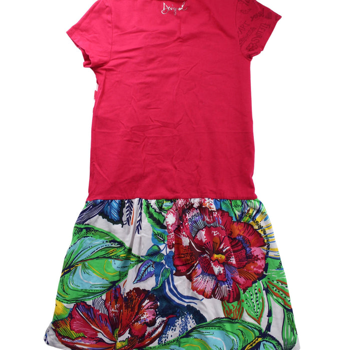 A Red Short Sleeve Dresses from Desigual in size 11Y for girl. (Back View)