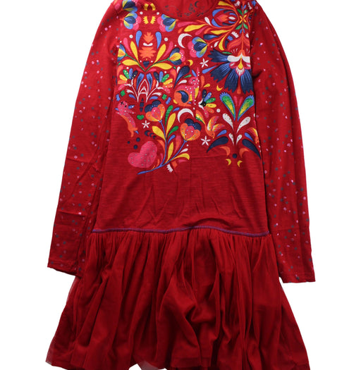 A Red Long Sleeve Dresses from Desigual in size 11Y for girl. (Front View)