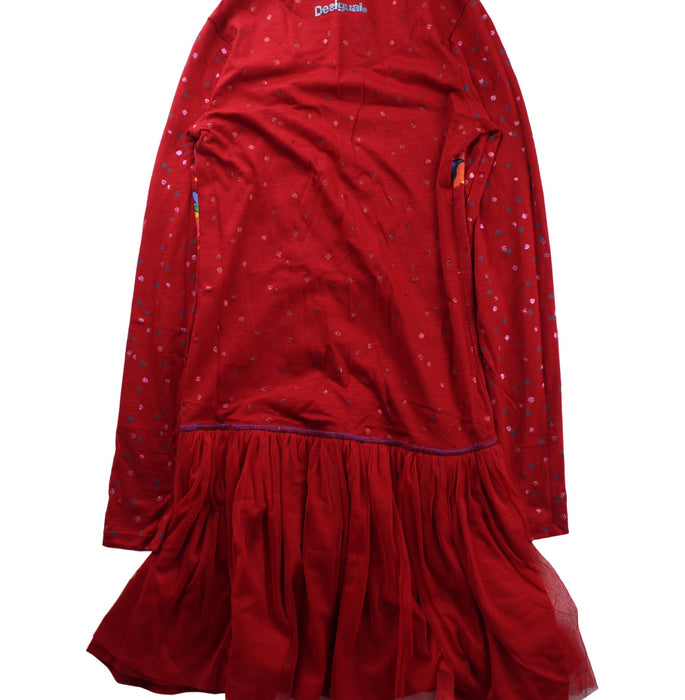 A Red Long Sleeve Dresses from Desigual in size 11Y for girl. (Back View)