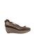 A Brown Dress Shoes from Clarks in size 10Y for girl. (Front View)