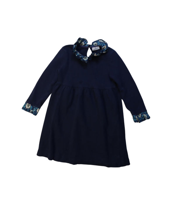 A Navy Long Sleeve Dresses from Le Nouveau Ne in size 4T for girl. (Front View)