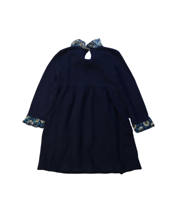 A Navy Long Sleeve Dresses from Le Nouveau Ne in size 4T for girl. (Back View)