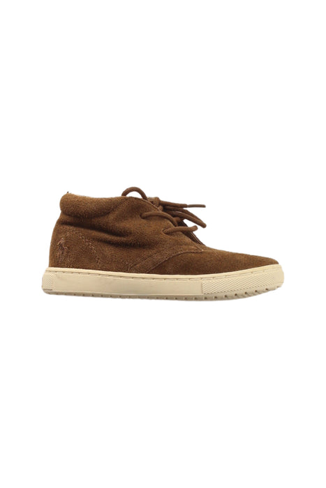 A Brown Sneakers from Polo Ralph Lauren in size 3T for boy. (Front View)