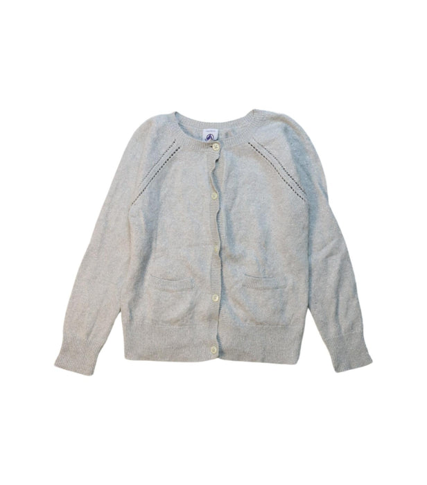 A Grey Cardigans from Petit Bateau in size 4T for girl. (Front View)