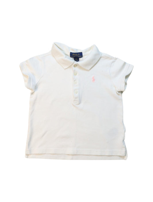 A White Short Sleeve Polos from Polo Ralph Lauren in size 3T for girl. (Front View)