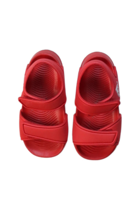 A Red Sandals from Adidas in size 12-18M for neutral. (Back View)